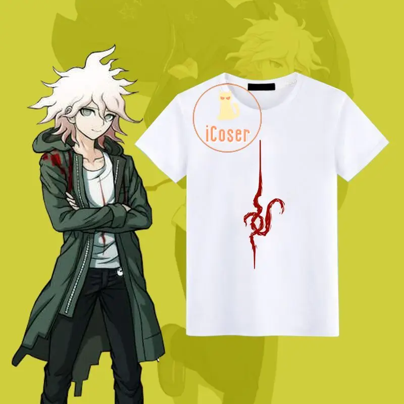 Супер Danganronpa 2 Komaeda Nagito косплей костюм футболка аниме повседневный мужская Летняя