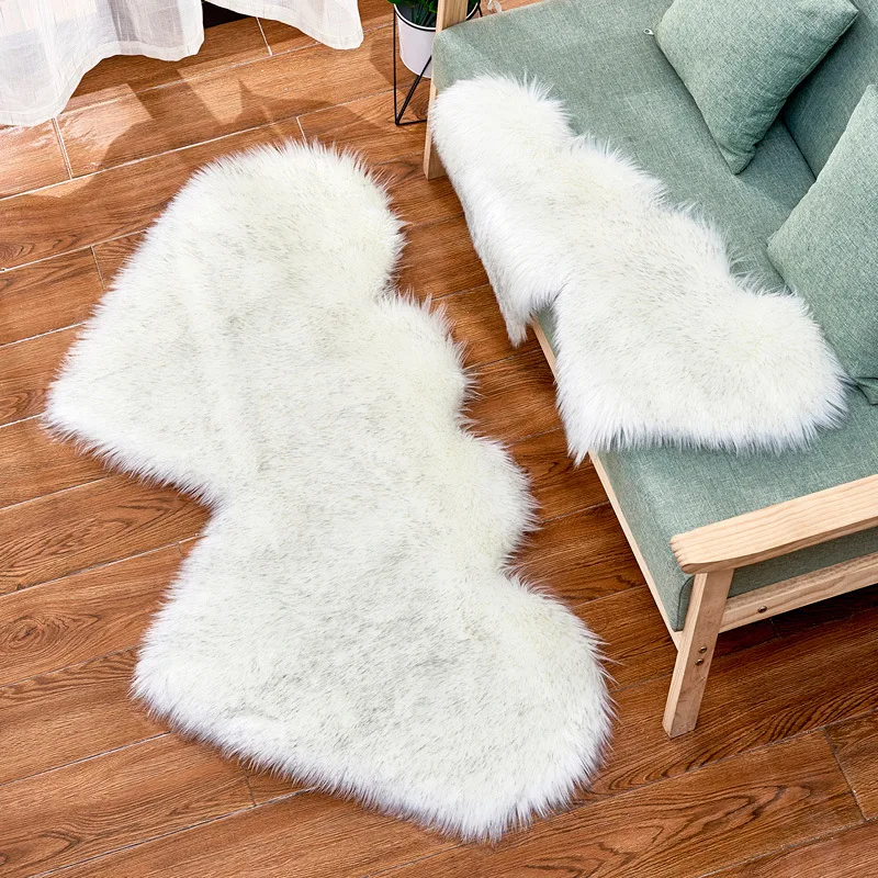 2019 creative double heart-shaped plush carpet artificial wool mat living room coffee table bay window pad home decoration | Дом и сад