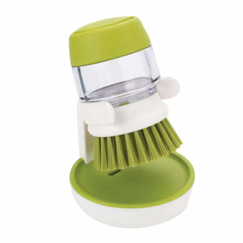 

ABUI-Dish Brush with Washing Up Liquid Soap Dispenser Utensil Pot Soap Brush Dispensing Kitchen Refill Up Scrubber Clean Brush