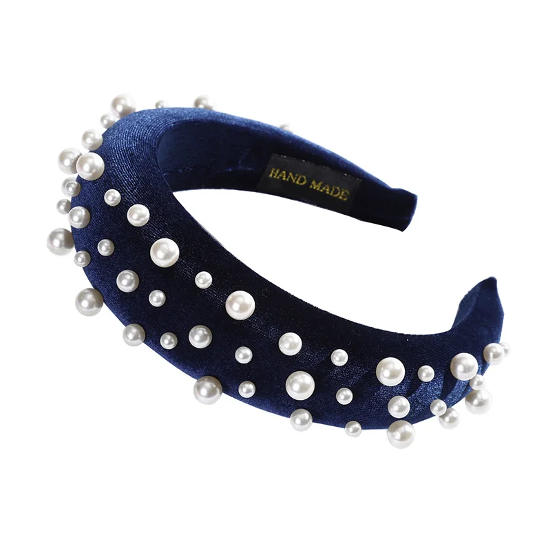 AWAYTR New Retro Velvet Sponge Rhinestone Hairband For Women Padded Headband Girls Hair Accessories Hair Jewelry Free Shipping - Цвет: 19-B