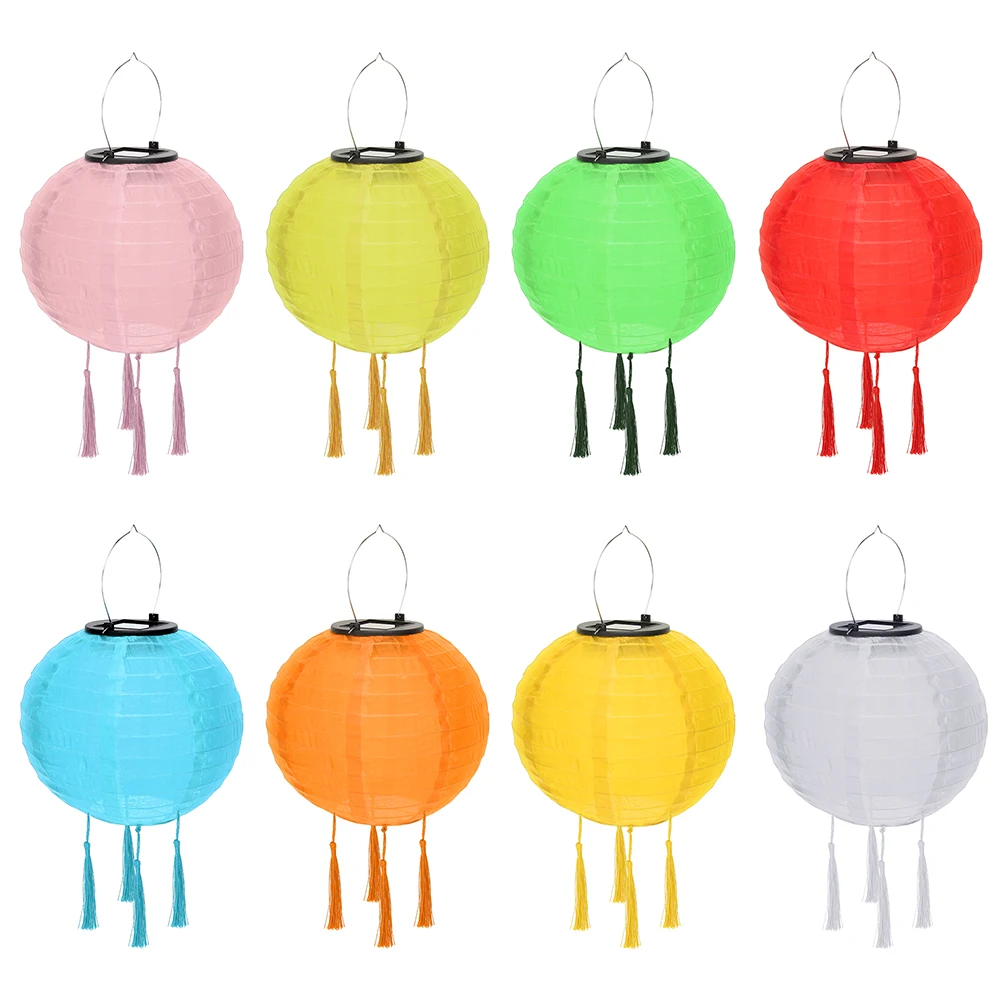 

10inch LED Solar Lanterns Solid Color Festival Light Waterproof Hanging Global Lamp Chandelier with Tassel Landscape Lighting