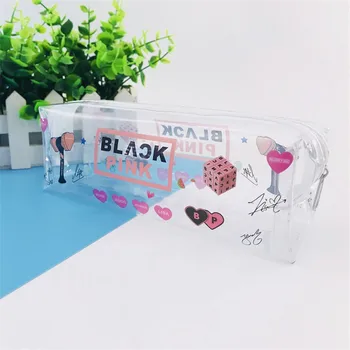 

New Kpop BLACKPINK GOT7 SEVENTEEN Pencil Case Transparent School Tools Stationery Bag 8*6.5*5.5CM Travel Makeup Bags