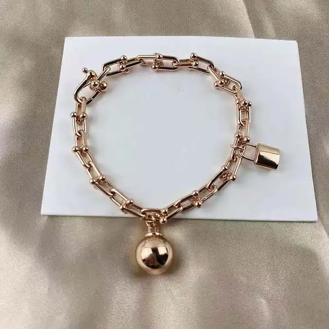 New product of classic ball lock 100% silver 1:1 original senior designer ms jewelry jewelry bracelet necklace free logistics Rose Gold
