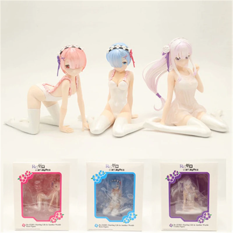 Anime Adult Re:Life In A Different World From Zero Cosplay Ornaments Ram Rem Emilia Bikini Swimsuit Doll Toy Model Costume Props |