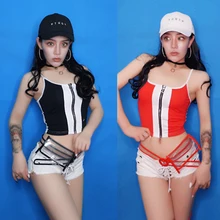 Ночной клуб DJ певец сценические костюмы бар DS Pold танцевальная одежда сексуальный ГОГО мода молния дизайн жилет белый шорты костюм DN4426