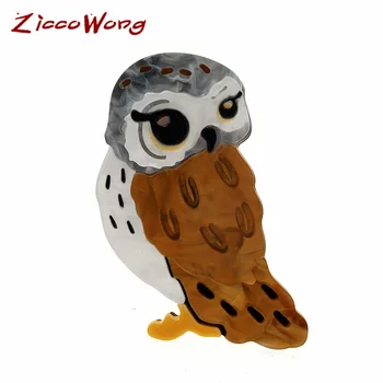 

ZiccoWong New Design Cute Acrylic Owl Brooch Pins for Women Girl Cartoon Bird Animal Bag Cloth Brooch Lapel Fashion Jewelry Gift