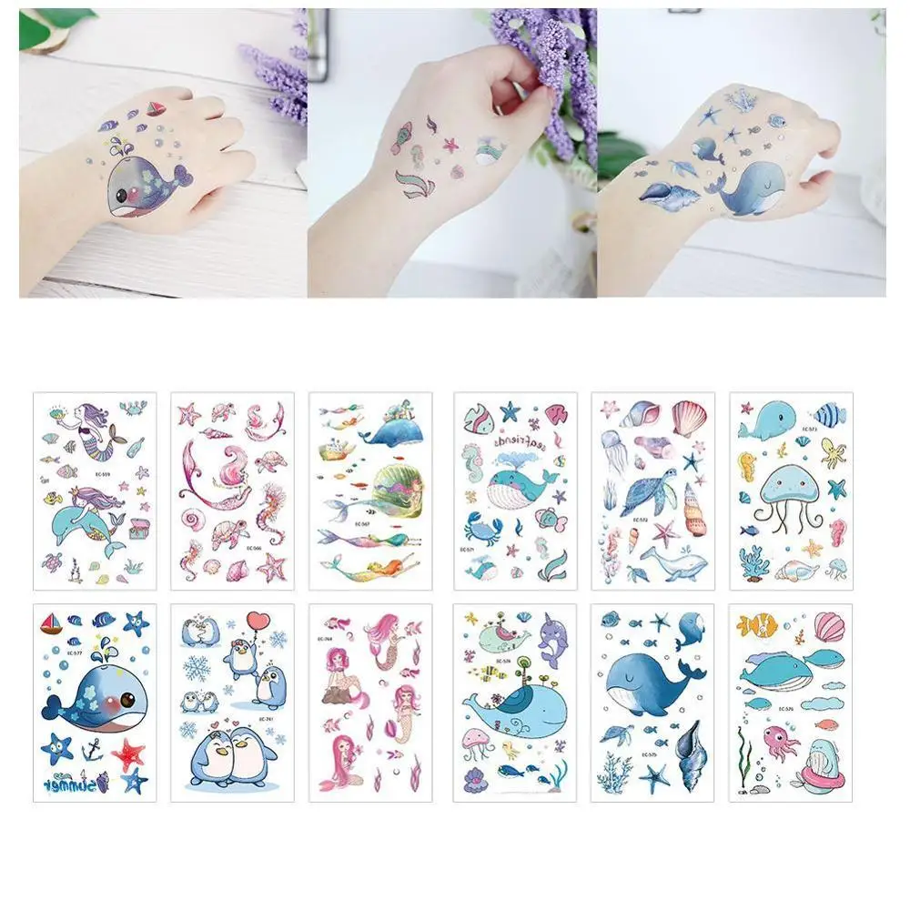 

Ocean Series Temporary Tattoos For Kids Shark Dolphin Cartoon Stickers Waterproof Tattoo Stickers Kids Tattoo Stickers