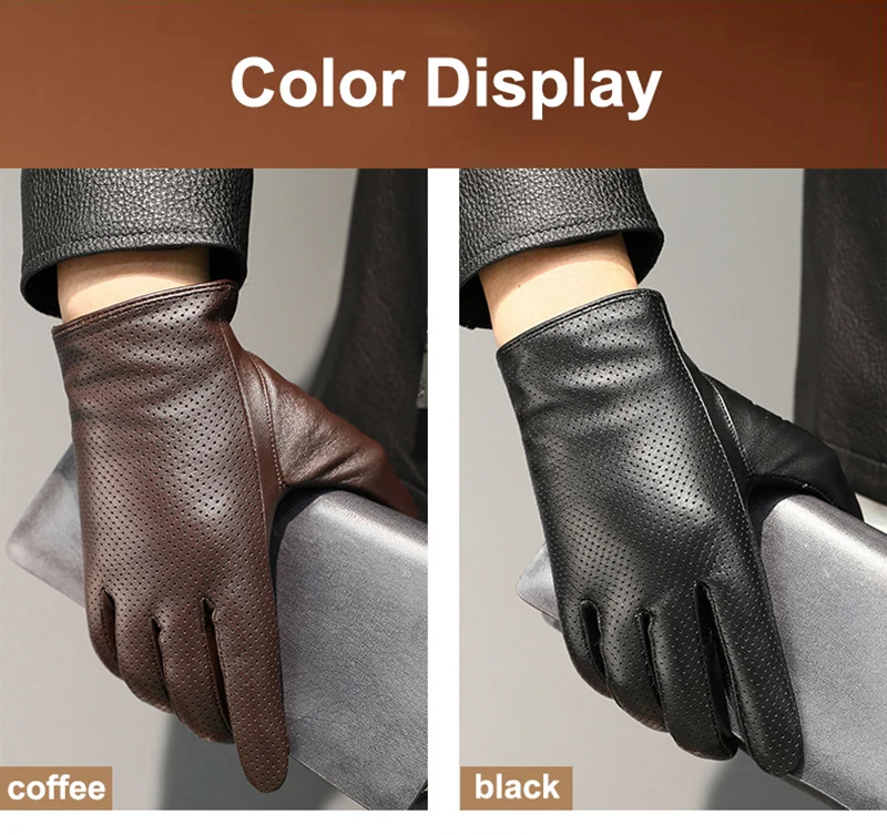 100% Geniune Sheepskin Leather Gloves Men's Driving Gloves Thin Breathable Touch Screen Male Mittens S2759 best men's leather gloves for winter