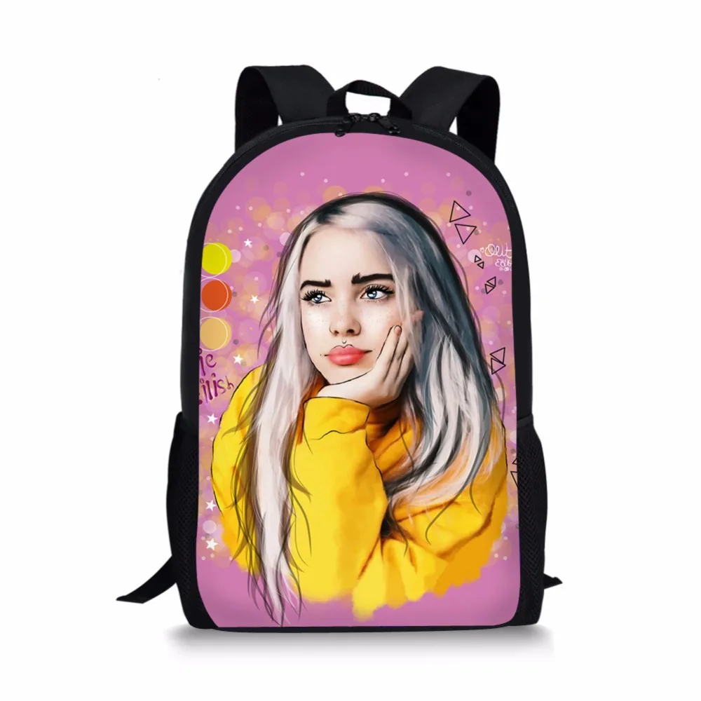 ELVISWORDS Billie Eilish милый мультяшный модный рюкзак большой емкости для девочек-подростков, повседневные школьные сумки для начальной школы