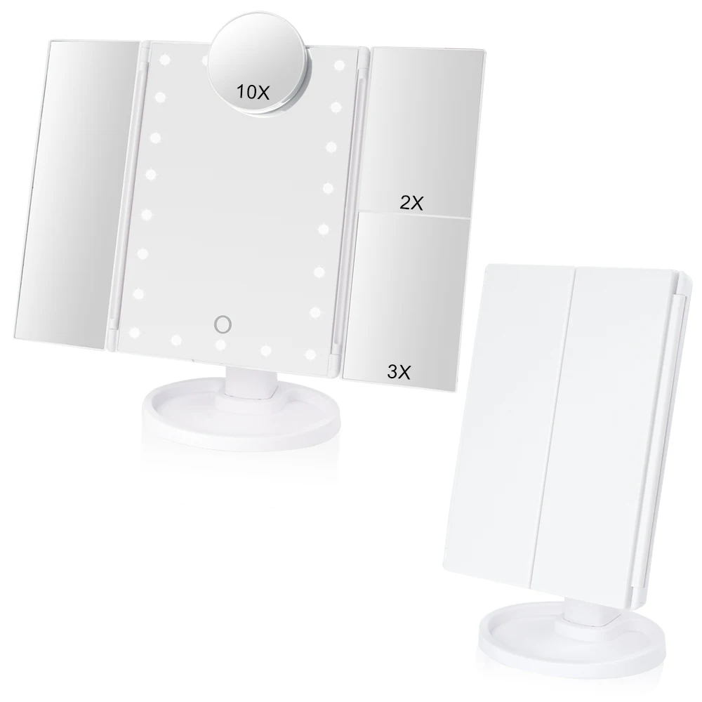 

22 LED Light Makeup Mirror Grossissant 1X/2X/3X/10X Flexible Touch Screen Magnifying Cosmetic Vanity Mirror Lights Adjustable