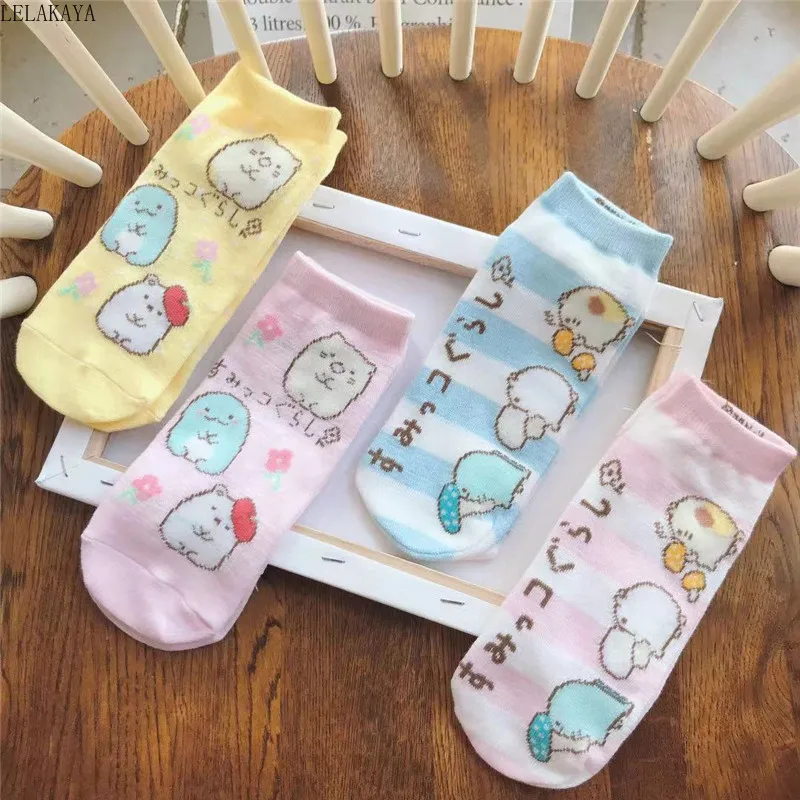 1 Pair Lovely Japanese Sumikko Gurashi Corner Bio Creature Cotton Short Sock Students Girls Cartoon Socks Cosplay Plush Toys New | Игрушки и