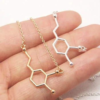 

Kinitial 30Pcs Dopamine Molecule Charm Pendants Necklaces for Women Elegant Long Chain Pendant Chemistry Necklace Choker Jewelry