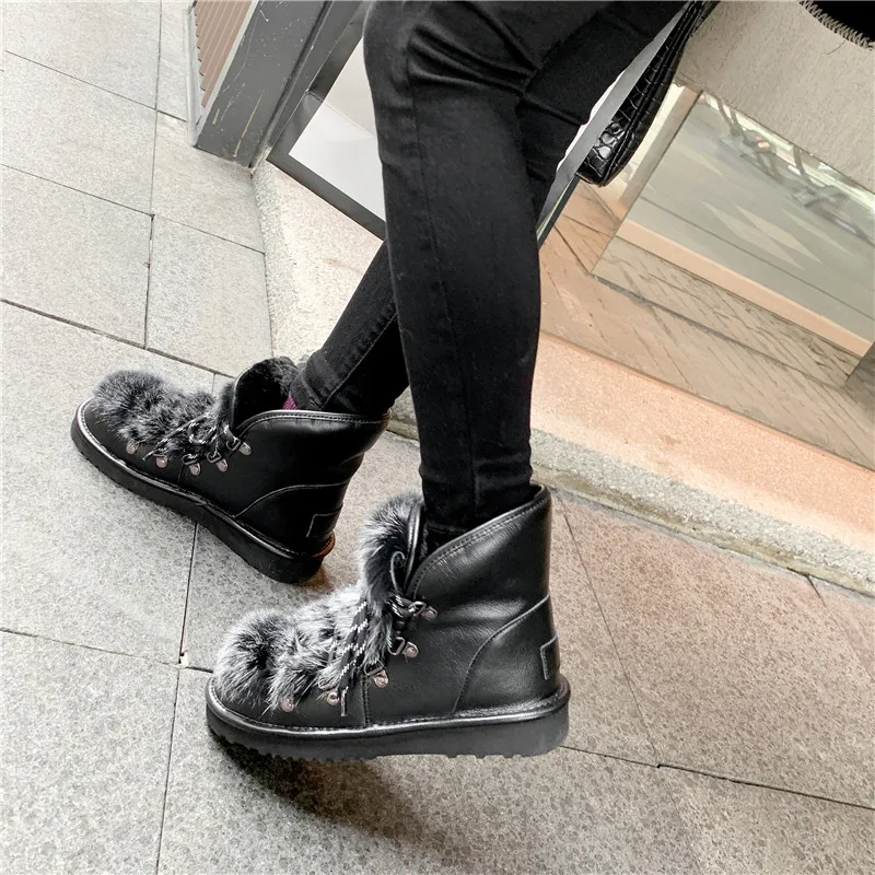 FEDONAS/зимние теплые шерстяные женские зимние ботинки большого размера; повседневные офисные Ботинки на плоской платформе; красивые женские ботильоны из натуральной кожи