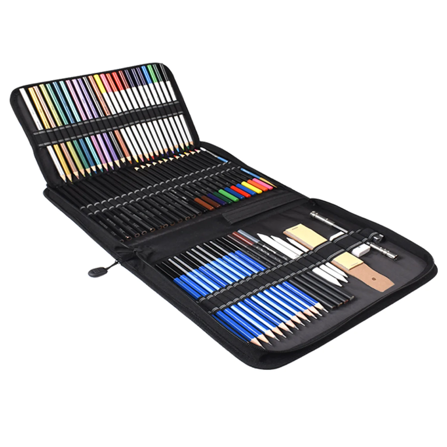 72pcs Drawing Painting Sketch Kit Set with Pencils Erasers Sharpener Carrying Case for Artist Beginner Student Sketching