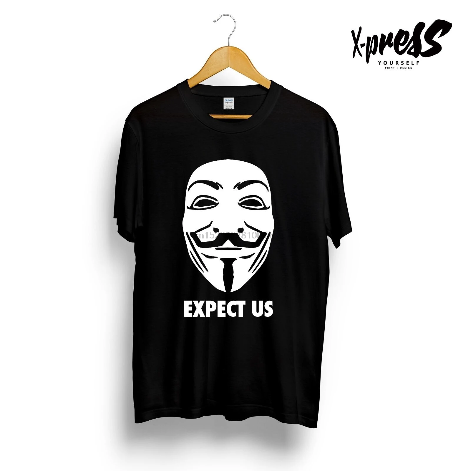 Ожидайте нас печатных мужская футболка аноним интернет Youtube Rebel Guy Fawkes маска |