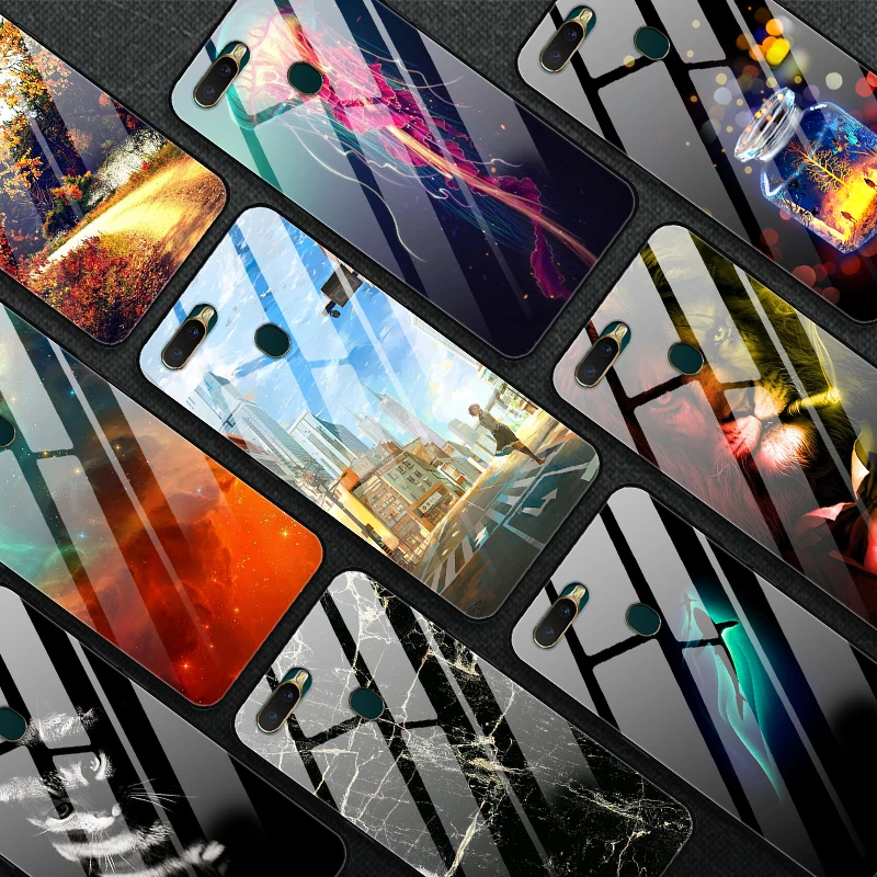 Для Funda OPPO AX7 чехол закаленного стекла задний жесткий чехол для OPPO A7 A 7 A X7 AX 7 Чехол OPPO AX7 CPH1901 защитный бампер для телефона Coque