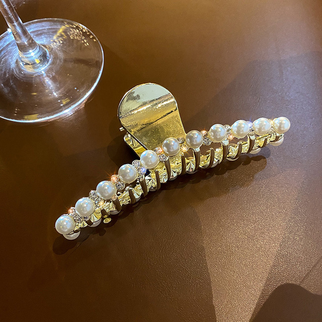 New Gold Silver Rhinestone Shark Clip Catch Headdress Hair Catch Back Head Hairpin Hair Accessories Jewelry Korean Fashion