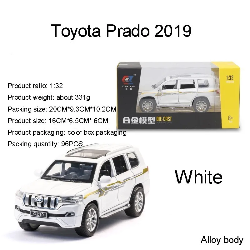 1:32, модель автомобиля Toyota Prado, литые игрушки, игрушечные транспортные средства, внедорожник, внедорожник, автомобиль V6, оттягивающая модель, игрушки, подарки для мальчиков