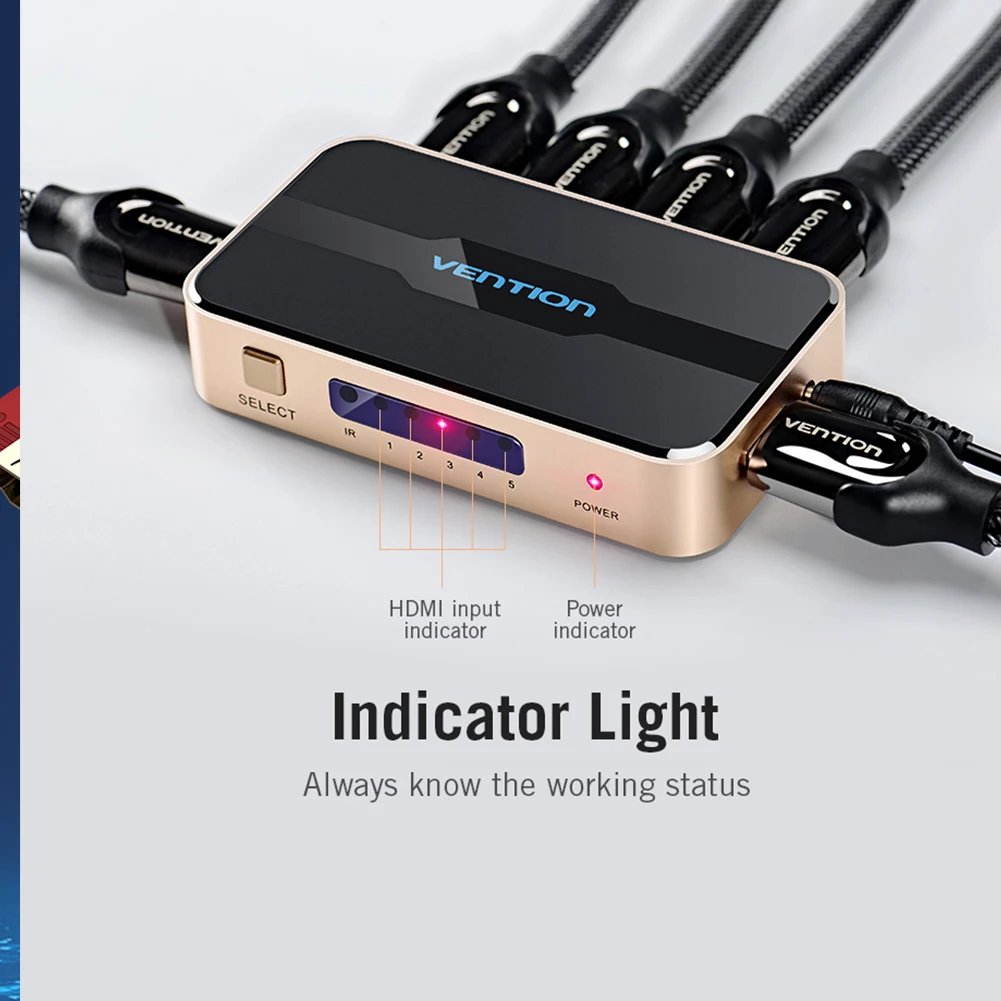 5 Input 1 Output Remote Control HDTV Splitter Mini Professional HDMI Switcher Audio DVD Player Adapter Projector Video 4K IR