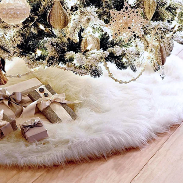 S Pie de arbol navidad S/M/L белая Рождественская елка юбка фартук орнамент мягкий плюшевый коврик Рождественский Декор буйвол плед kerstboom rok - Цвет: S
