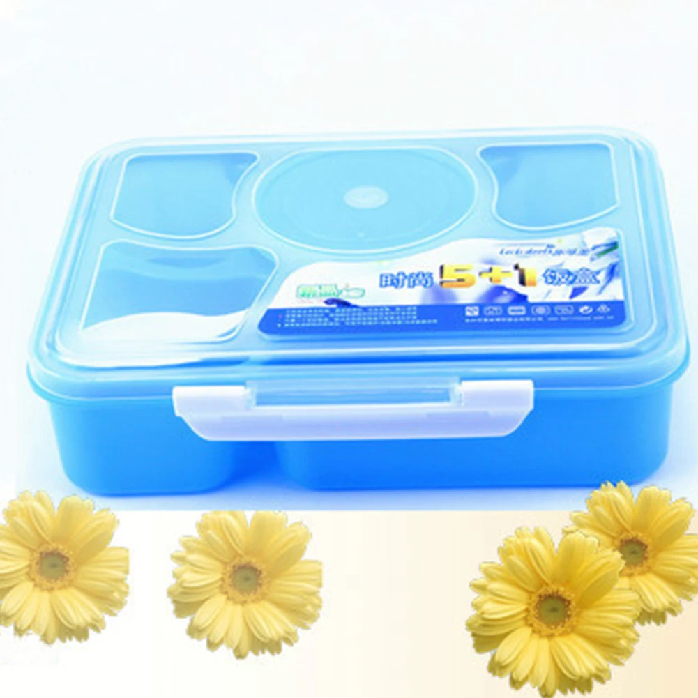 Cute Lunch Bento Box Food Container 5 Compartments Storage Microwave+Soup Bowl Spoon