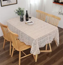 Nappe en lin pur coton ajouré en dentelle, nappe rectangulaire pour café, tapis de Table pour salon, meubles décoratifs pour la maison