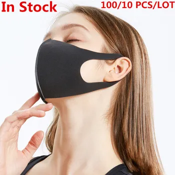 

5Pcs Washable Earloop Face Breathing Mask Cycling Anti Dust Environmental Mouth Mask Respirator Fashion Black Mask