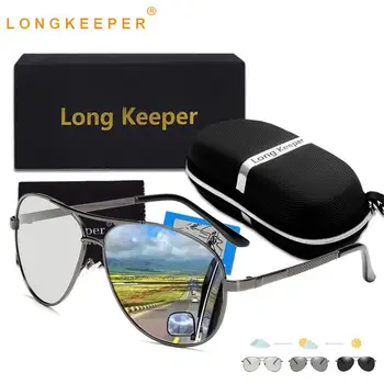 

LongKeeper Photochromic Polarized Sunglasses Men Change Color Sun Glasses Male Pilot Chameleon UV400 Driving Eyewear With Case