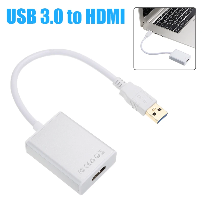 Mayitr 1 шт. серебристый USB 3,0 к HDMI адаптеры для сим-карт сплав ПВХ видео графический адаптер конвертер кабель для ПК HDTV HD 1080 P 5x4,3x1,3 см