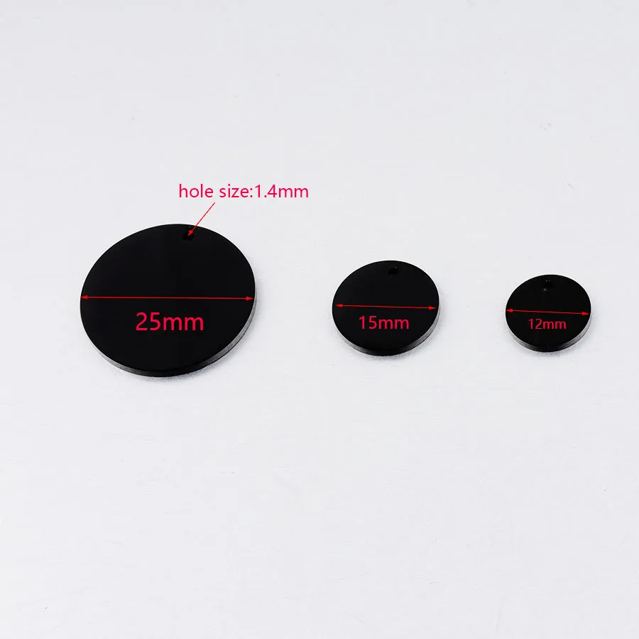 Stainless Steel Black Round Disc Pendant DIY Lettering Round Accessories 25/19/16/15/12mm Wholesale 25pcs