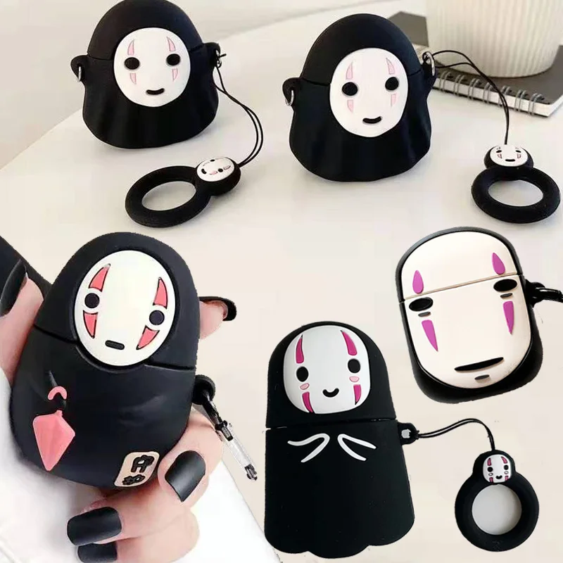 Для Apple AirPods Безликий человек чехол 3D Милый Kawaii аниме мультфильм нет лица человек беспроводные наушники защитный чехол для Airpods 2