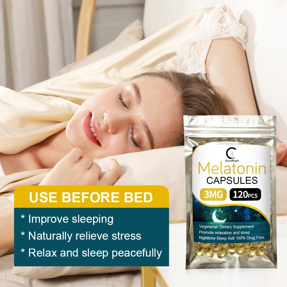 GPGP Greenpeople 3Mg Melatonin Capsules Help Improve Sleep Nighttime Sleep Relieve Stress People With Insomnia Melatonin Product