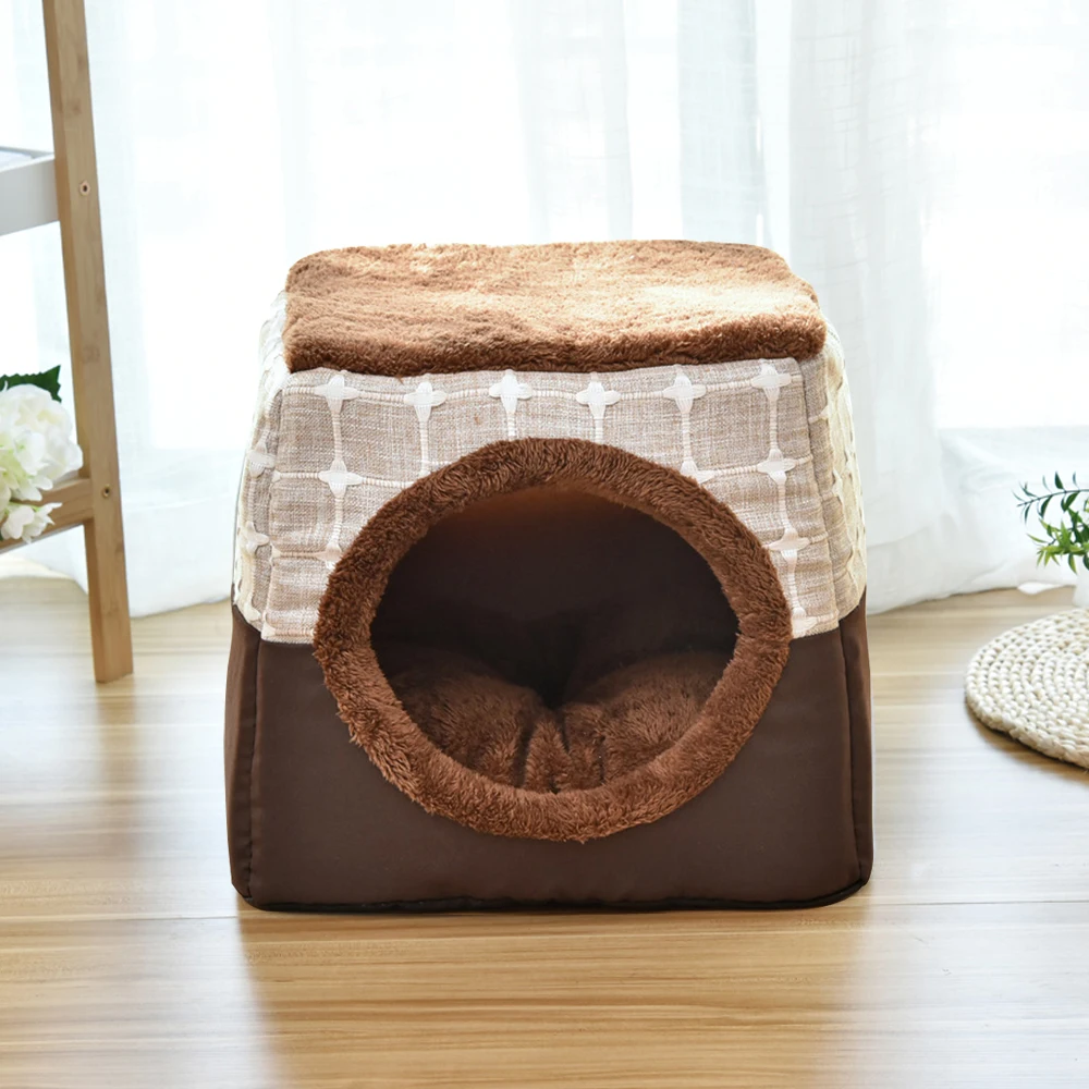 Warm Pet Dog Cat Bed Soft Nest Dual Use Cat Sleeping Bed Pad Winter Warm Pet Cozy Beds Kennel For Small Dogs Cats Puppy