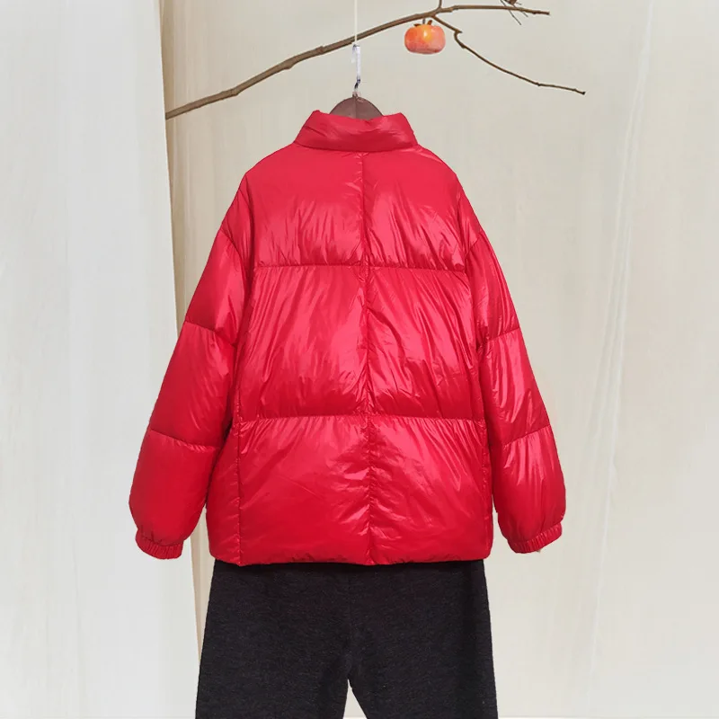 Drawstring Short down Jacket down Coat Women's New Products Casual Stand Collar White Duck down Jacket Coat