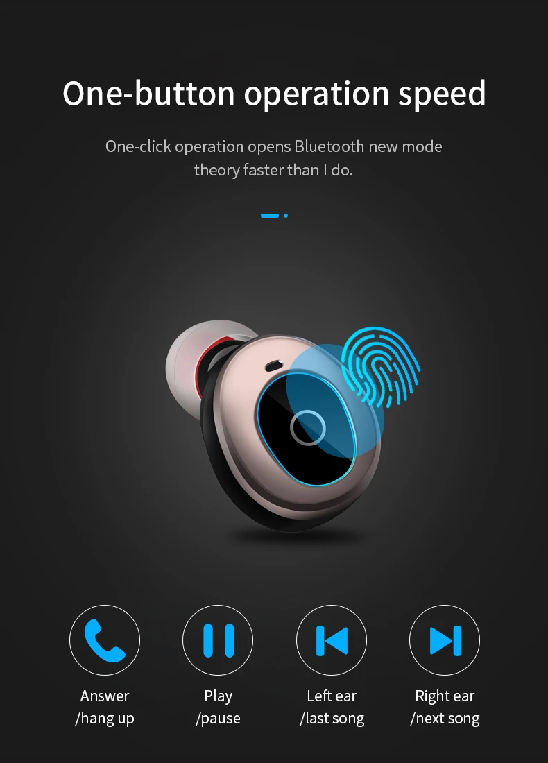 Беспроводные Bluetooth наушники с сенсорным управлением, Автоматическое Сопряжение IPX7, водонепроницаемые, стерео, для загрузки, Авто пара, наушники, скрытая Спортивная гарнитура