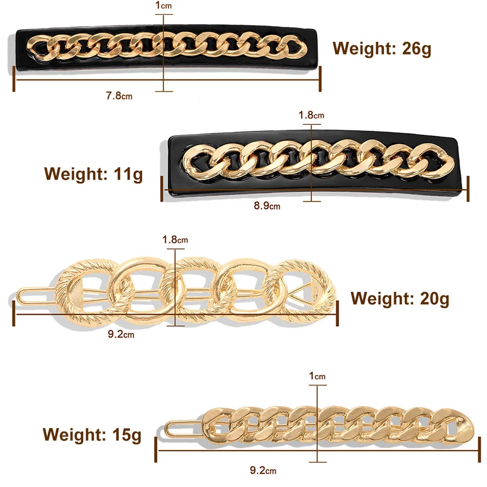 New-ZA-Brand-Hair-Accessories-for-Women-Barrettes-Gold-Chain-Design-Punk-Hair-Clip-Bobby-Pins