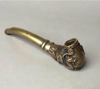 

Chinese pure brass Carving dragon cigarette holders small statue