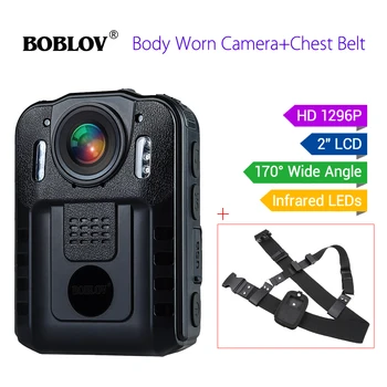 

BOBLOV Body Camera WN9 HD 1296P IR Night Vision Security Guard Pocket Mini Camcorders Video Recorder Belt Strap Police Camera