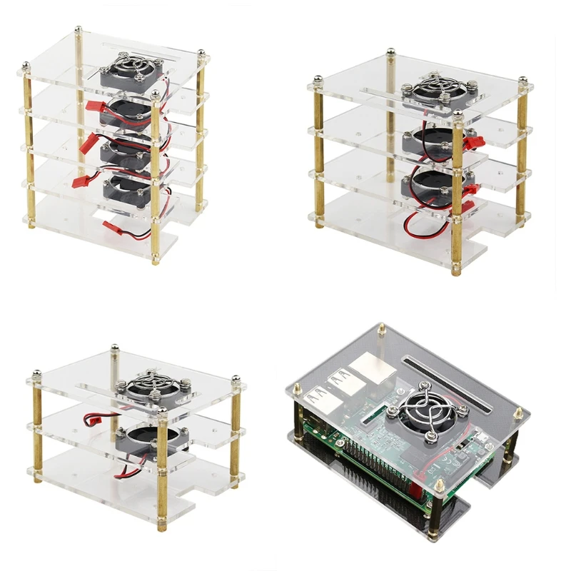 

Clear Multilayer Raspberry Pi Cluster Case for Raspberry Pi 4 B Pi Rack Case with Cooling Fan for Raspberry Pi 3 Model B