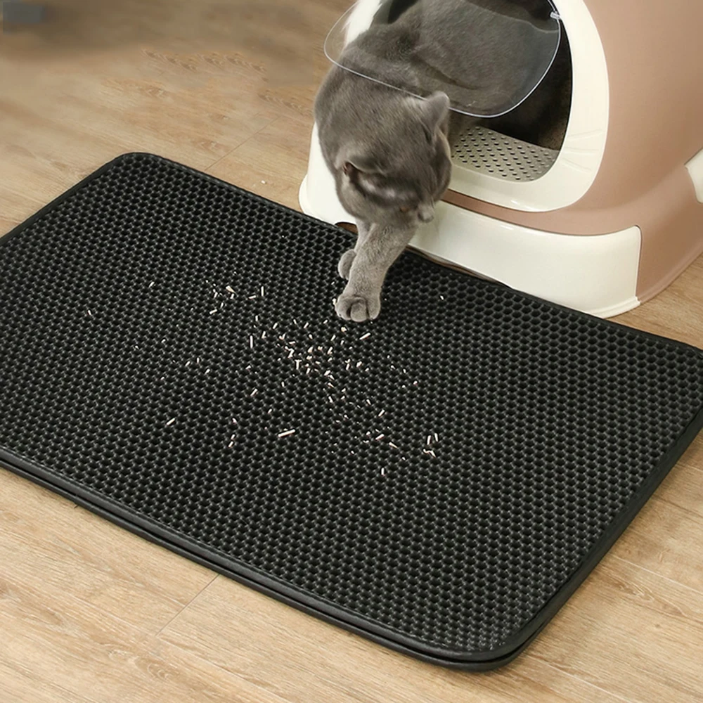 Antideslizante estera para residuos de gato EVA de doble-capa Pet atrapador de arena para gatos esteras con impermeable basura mascotas Kattenmand estera gato capa inferior