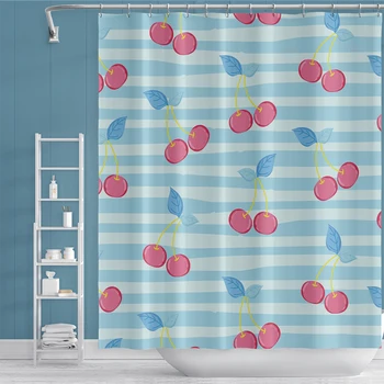 

Cassisy Shower Curtains For Furits Waterproof Bath Screens Polyester Fabric Cherry Printed Bath Curtains Bathroom Home Decor