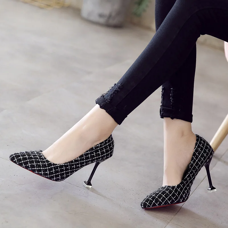 

New Style High Casual Women's Thin Heeled 2019 Early Autumn Knitted Mesh Red High Casual Versatile INS Fashion Rubber Shoes Poin