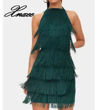 neon green fringe dress