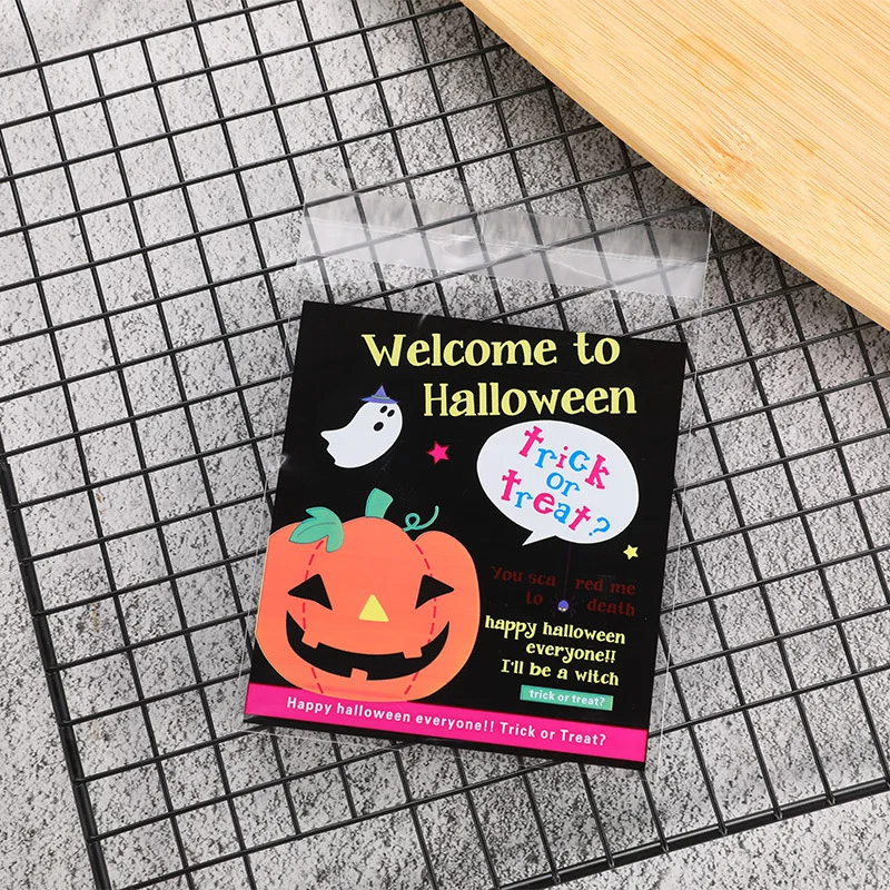 50 Pezzi Sacchetti Di Cellophane Di Halloween Biscotti Di Plastica Imballaggio Cartone Animato Fantasma Zucca Dolcetto O Scherzetto Biscotti Imballagg