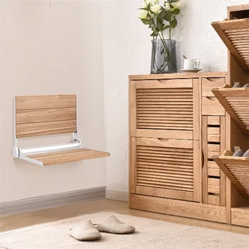 

Wall Mounted Teak Wooden Folding Shower Bath Seat Stool Toilet Relaxation Shower Chairs BA7415