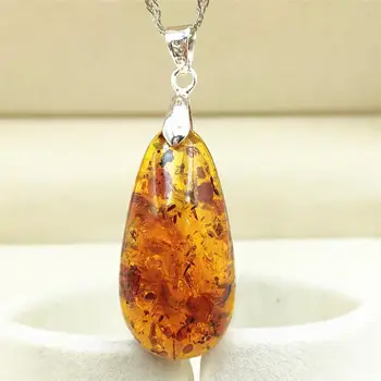 

Natural Piebald Amber Yellow Red Gemstone Pendant 31x16x9mm Water Drop Fashion ewelry Reiki Stone AAAAAA