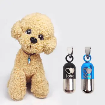 

Anti-Lost Pet Identity Card Tube Dog Cat ID Tags Address Label Storage Capsule with Love Letter Pattern