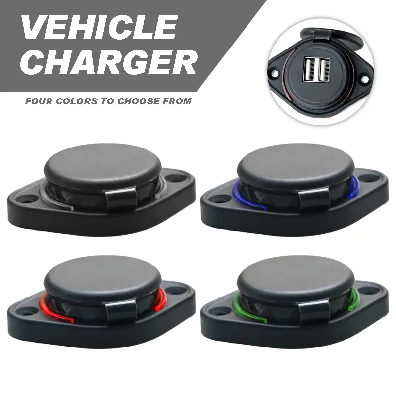 Dual USB Charging Car Charger Power Outlet for 12V 24V Auto Motorcycle