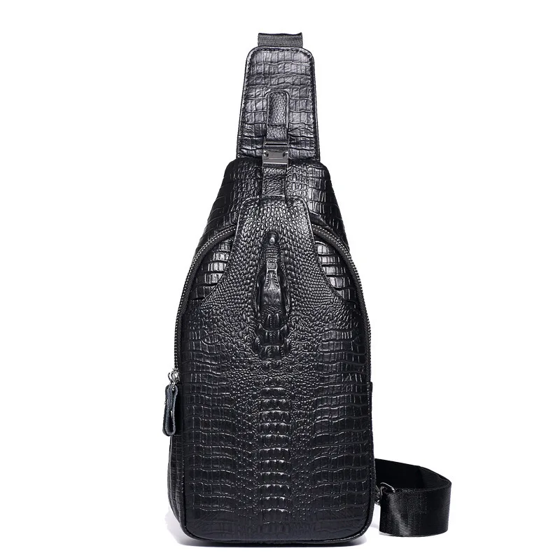 

Men's Bag 2019 New Style Men Chest Pack Full-grain Leather Crocodile Pattern Men Shoulder Bag