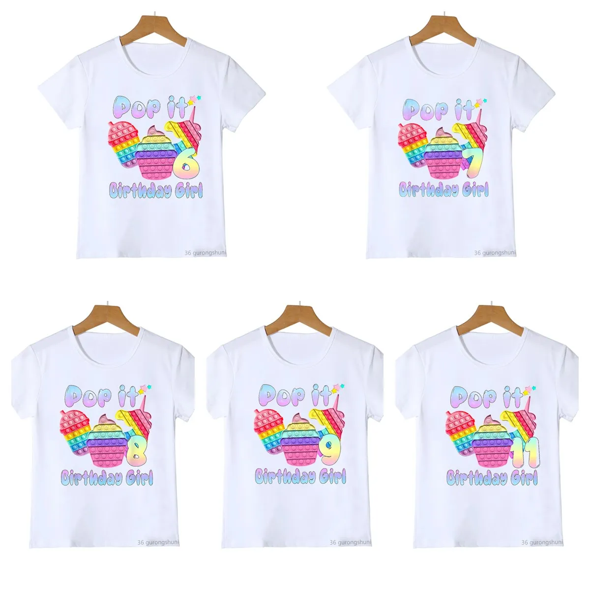 

New Unicorn Ice Cream поп ит Pop It T-Shirt 6 7 8 9 11th Happy Birthday Gift T Shirts Baby Boys Clothes Girls Tshirst Tees Tops